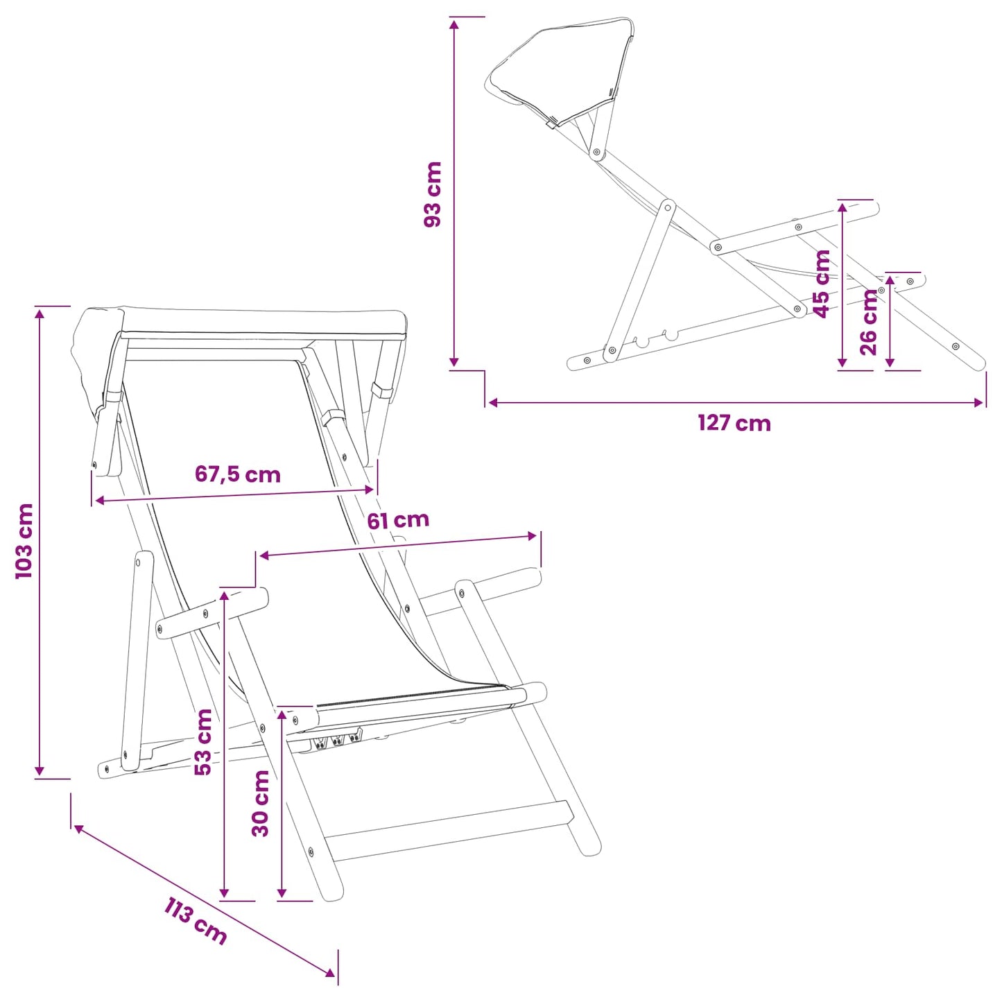 Havestol 3 position Massiv Eucalyptus Træ Beige