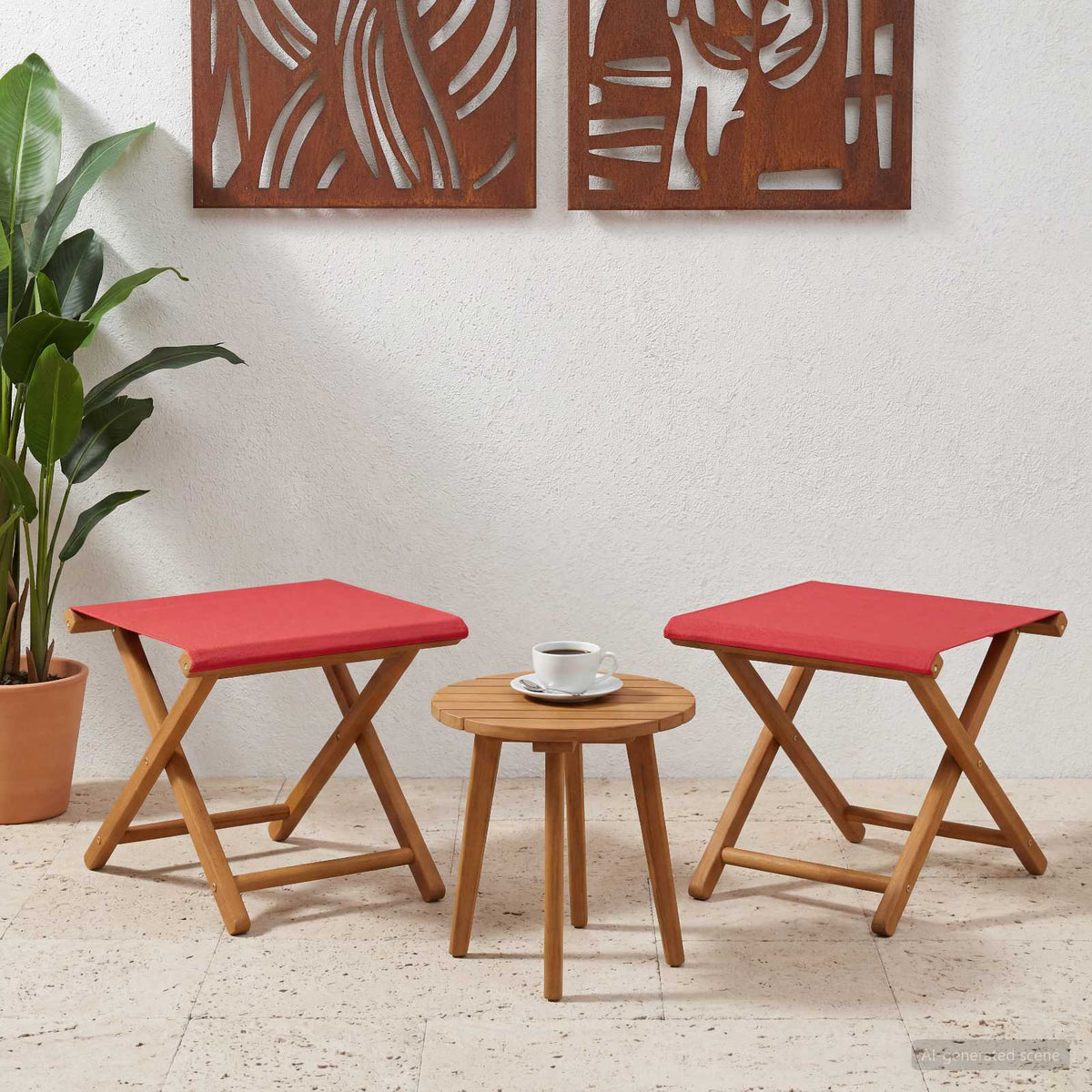 Havestol 2 pcs Massiv Eucalyptus Træ Rød