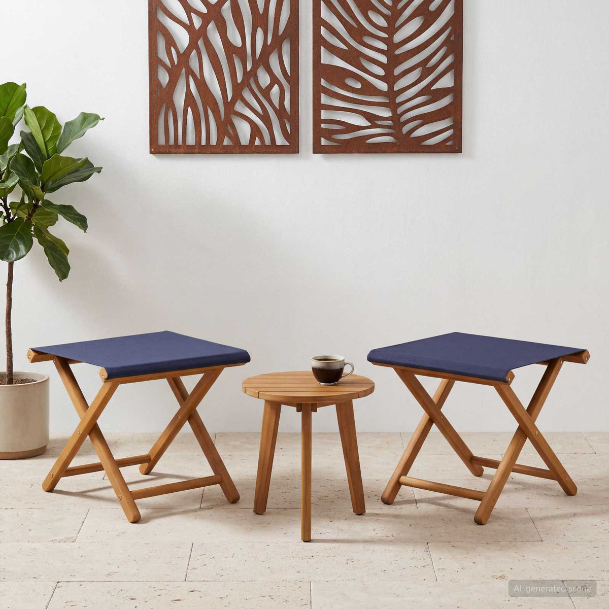 Havestol 2 pcs Massiv Eucalyptus Træ Blå