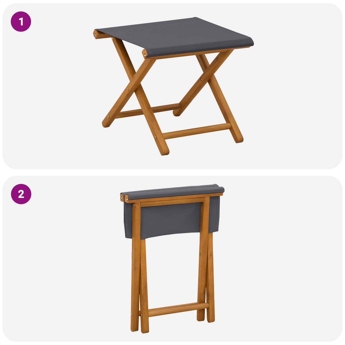 Havestol 2 pcs Massiv Eucalyptus Træ Grå