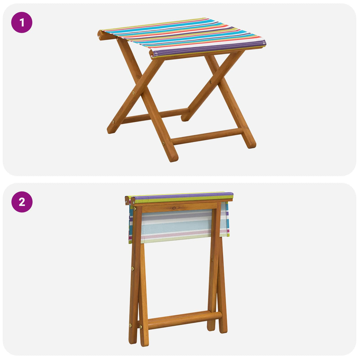 Havestol 2 pcs Massiv Eucalyptus Træ Flerfarvet