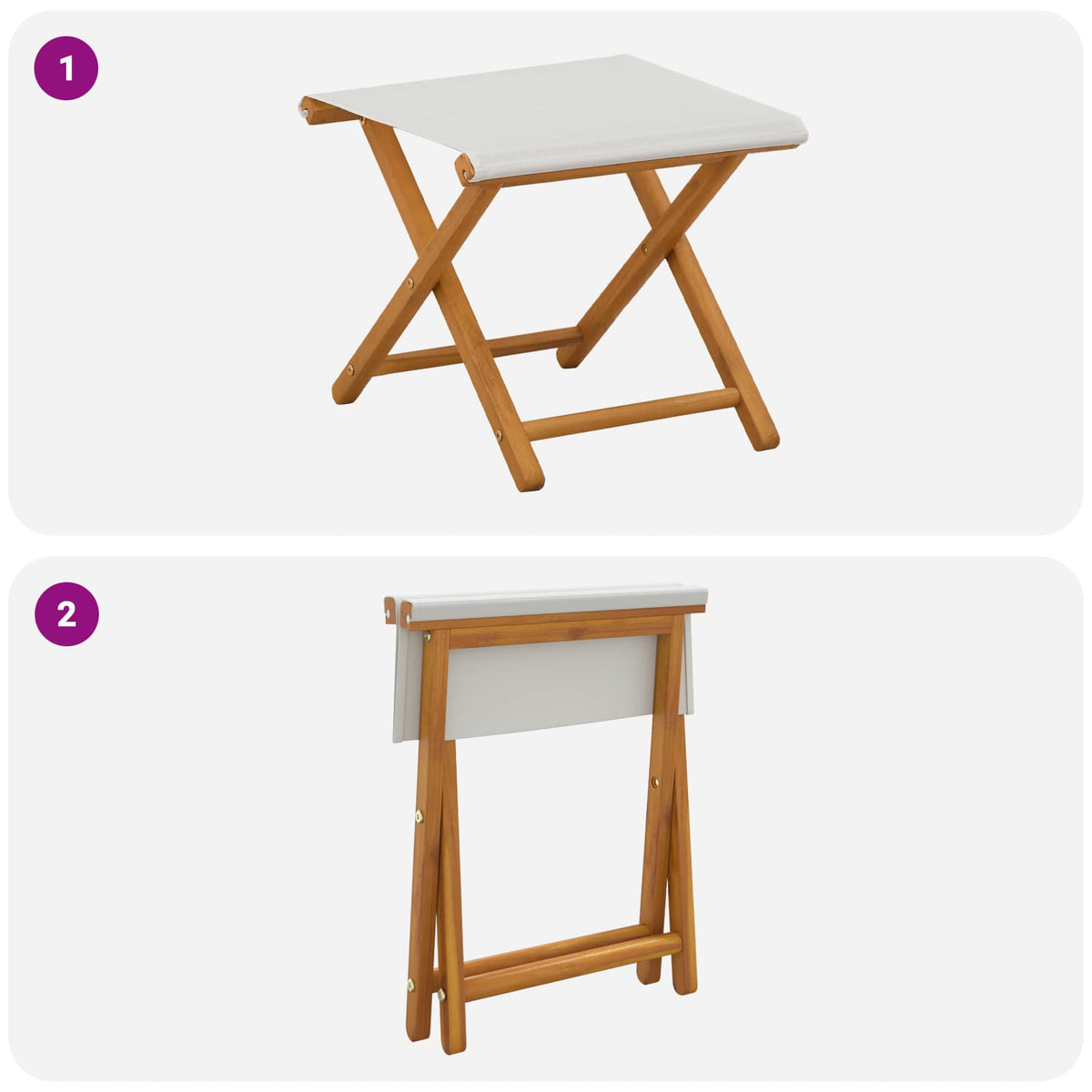 Havestol 2 pcs Massiv Eucalyptus Træ Cremefarvet