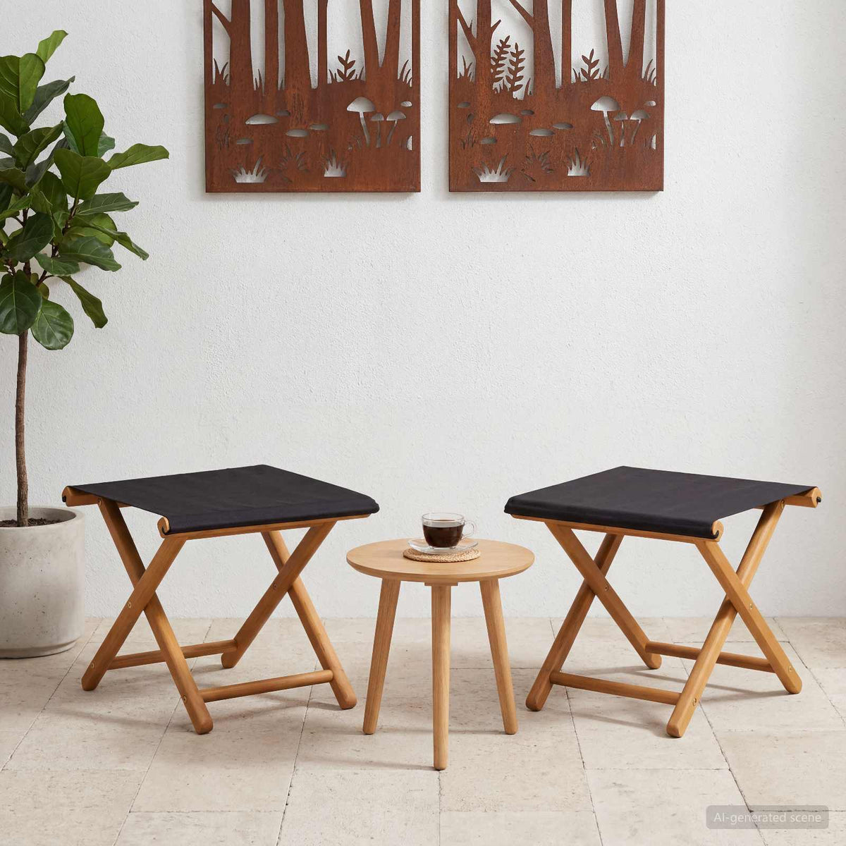 Havestol 2 pcs Massiv Eucalyptus Træ Sort