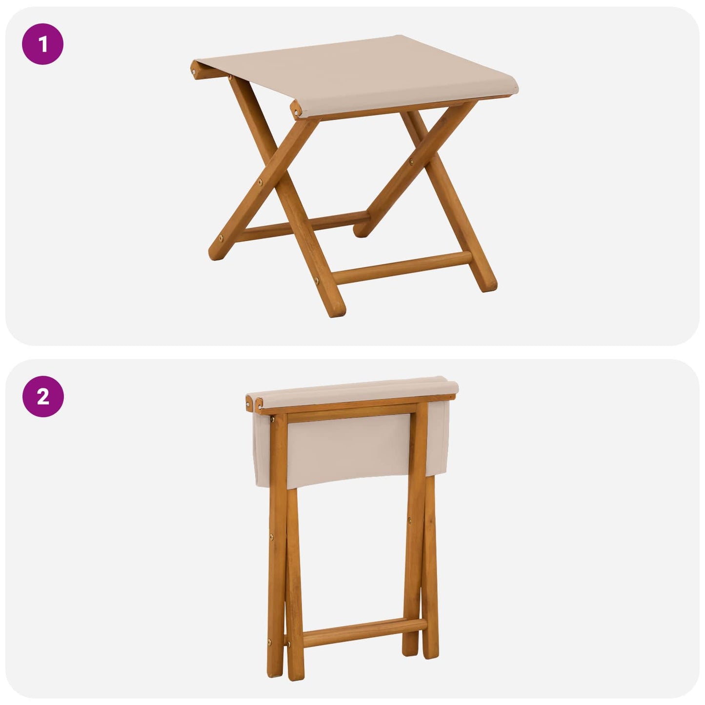 Havestol 2 pcs Massiv Eucalyptus Træ Beige