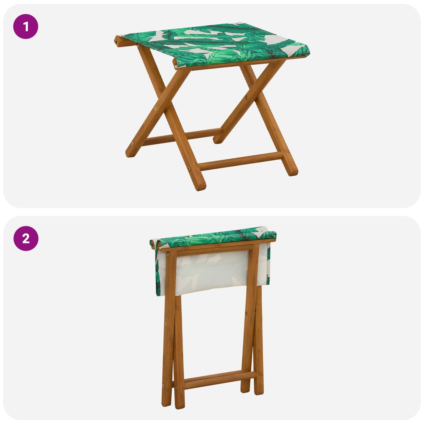 Havestol 2 pcs Massiv Eucalyptus Træ Bladmønster