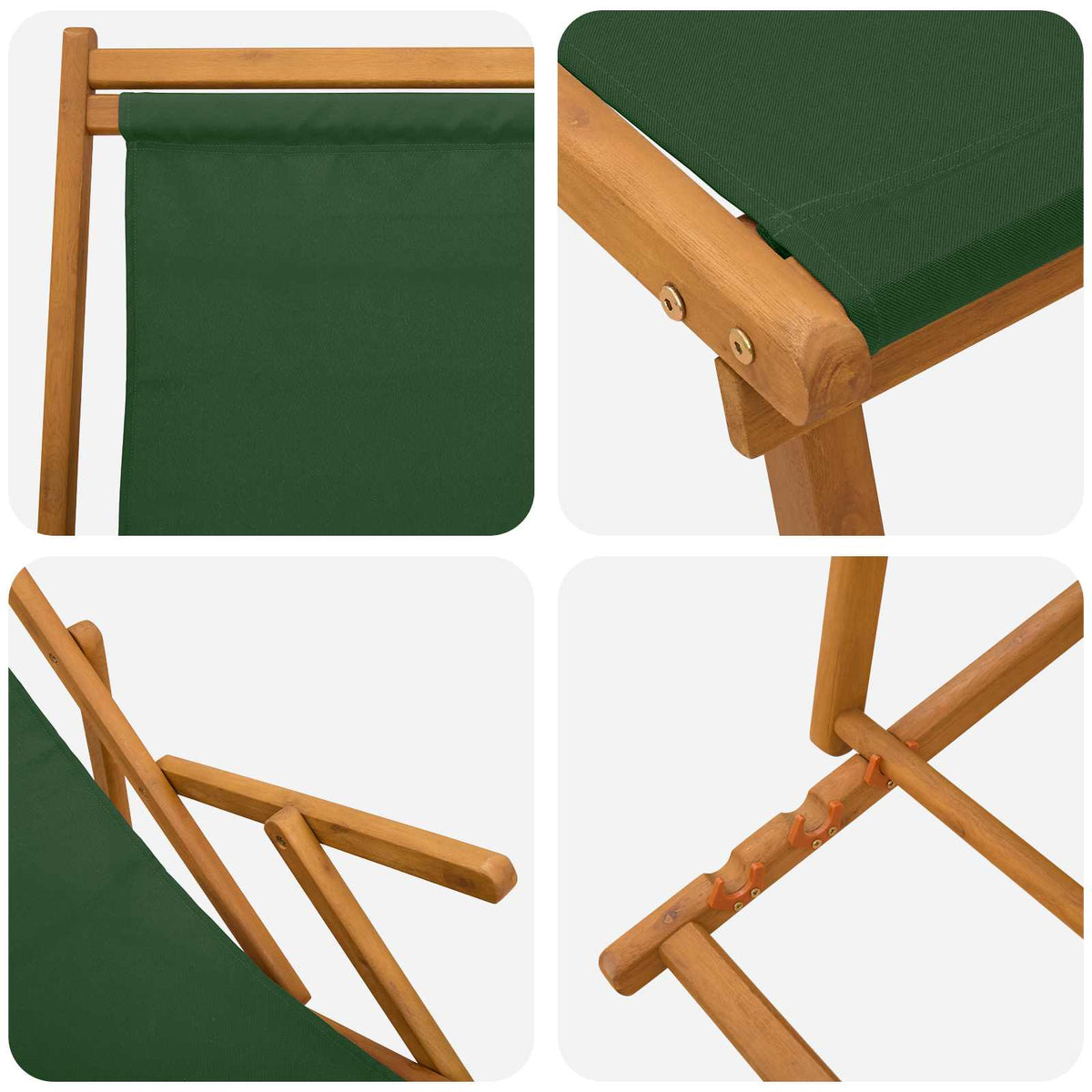Foldestol 3 position Massiv Eucalyptus Træ Grøn
