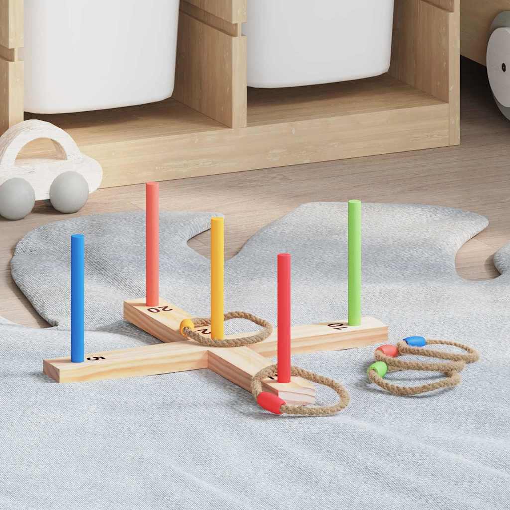 Ring Toss Game Set Flerfarvet 41 x 41 x 16 cm Massivt fyrretræ
