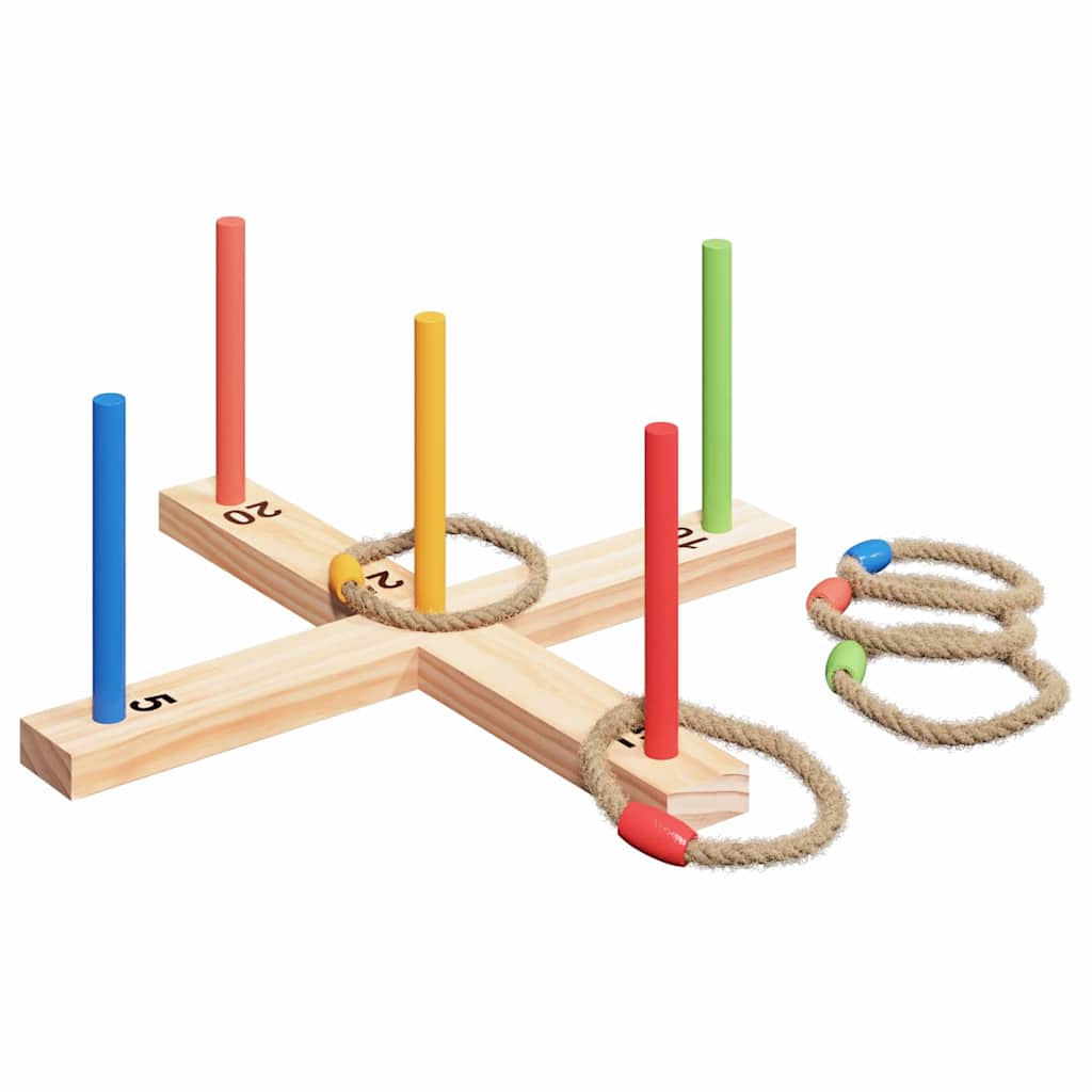 Ring Toss Game Set Flerfarvet 41 x 41 x 16 cm Massivt fyrretræ