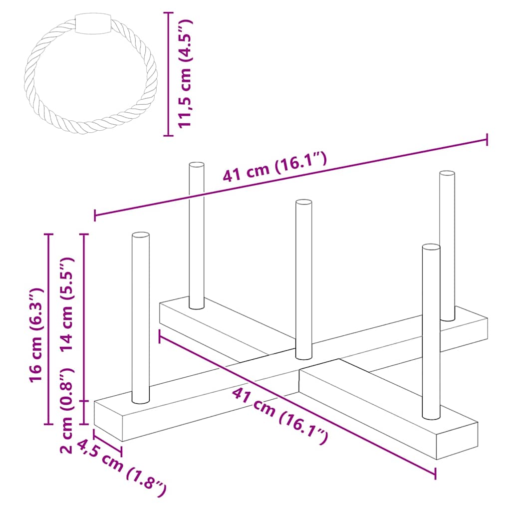 Ring Toss Game Set Flerfarvet 41 x 41 x 16 cm Massivt fyrretræ
