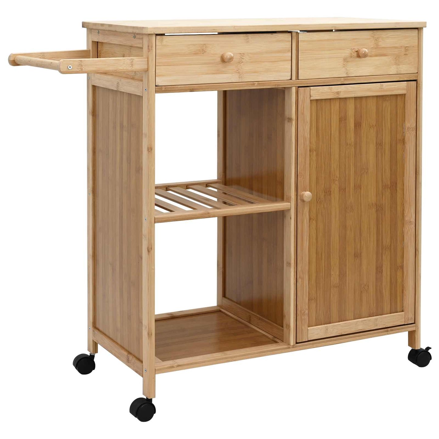 Køkkenvogn med hjul Naturfarvet 90,5 x 36 x 86,5 cm Bambus