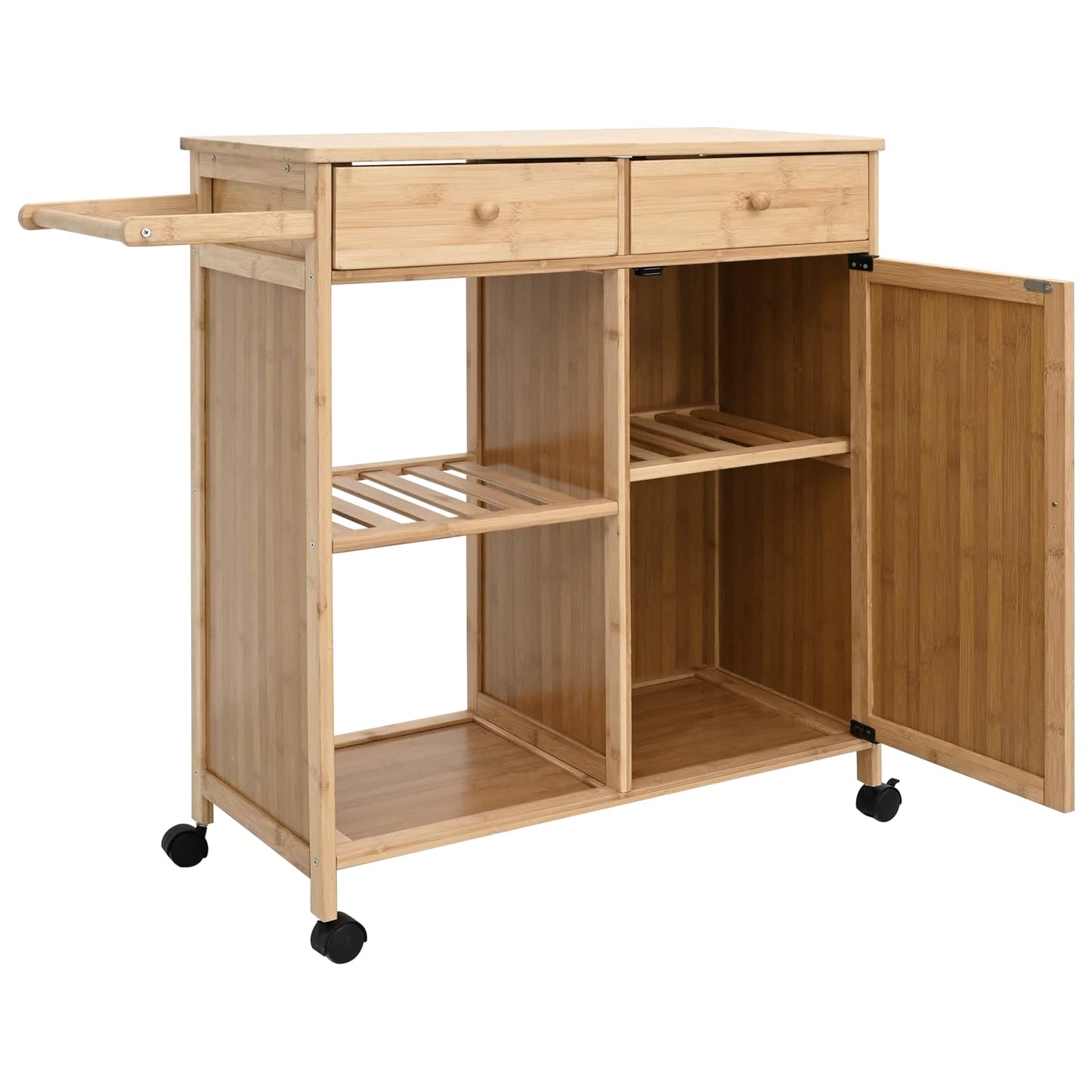 Køkkenvogn med hjul Naturfarvet 90,5 x 36 x 86,5 cm Bambus