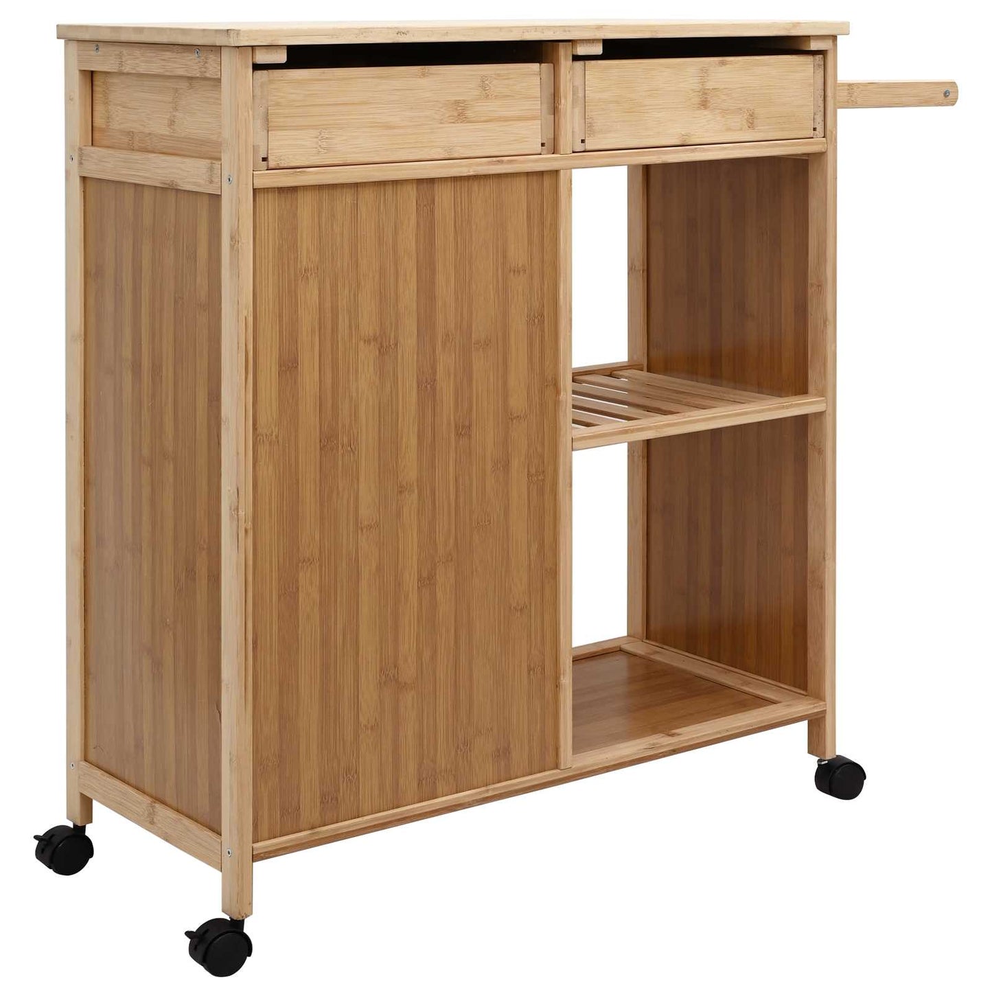 Køkkenvogn med hjul Naturfarvet 90,5 x 36 x 86,5 cm Bambus