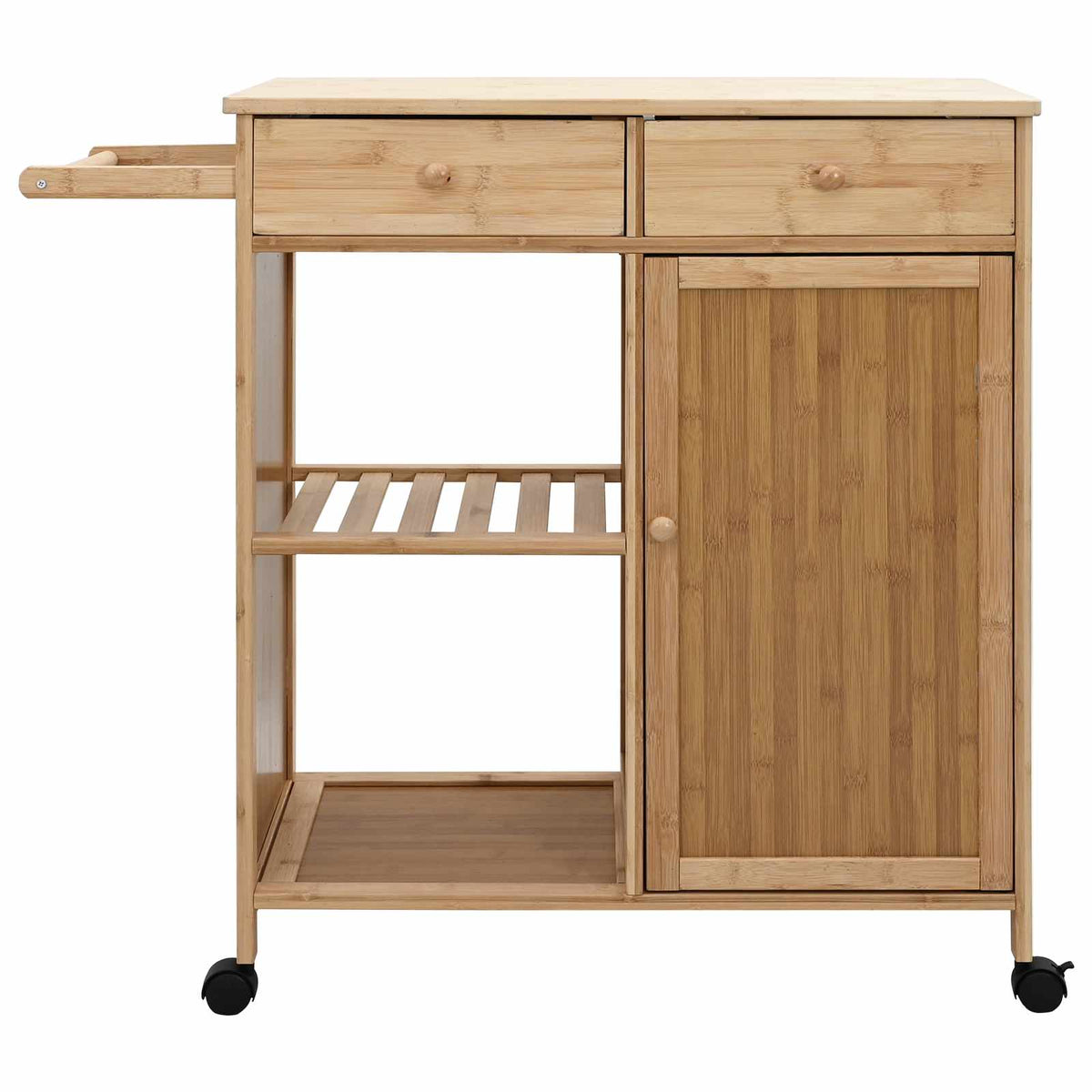 Køkkenvogn med hjul Naturfarvet 90,5 x 36 x 86,5 cm Bambus