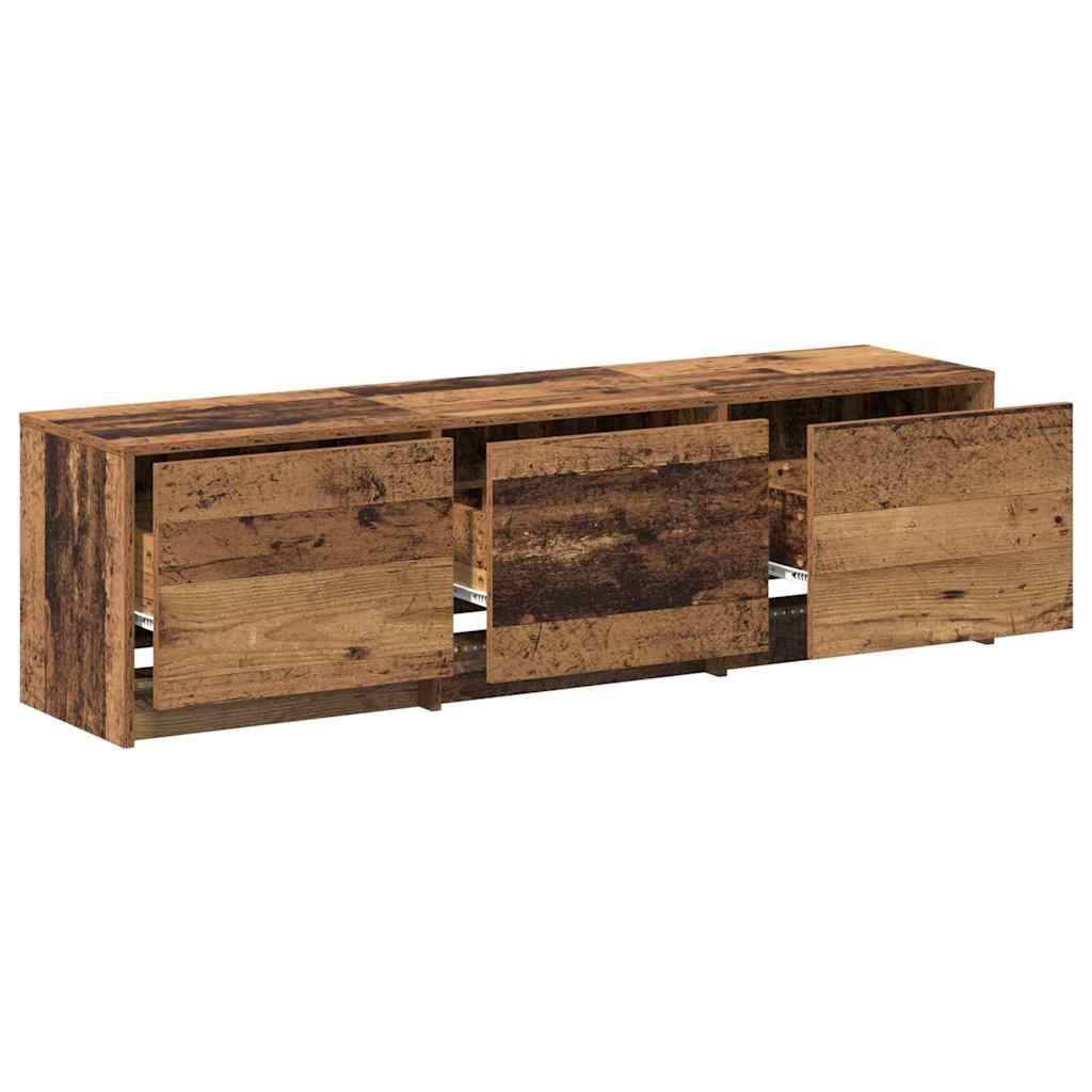TV-bord med LED Gammelt træ 140 x 34 x 40 cm Konstrueret træ