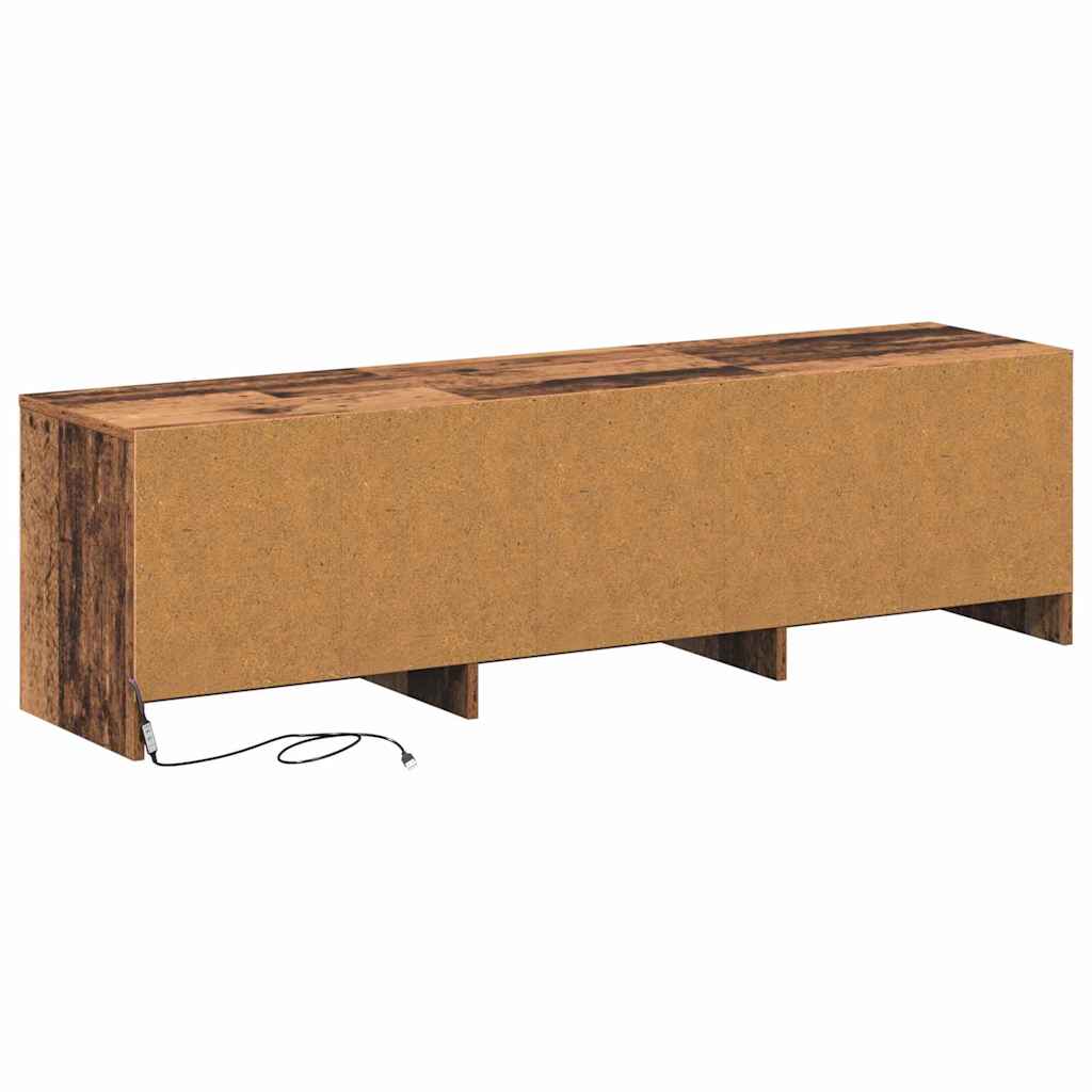 TV-bord med LED Gammelt træ 140 x 34 x 40 cm Konstrueret træ