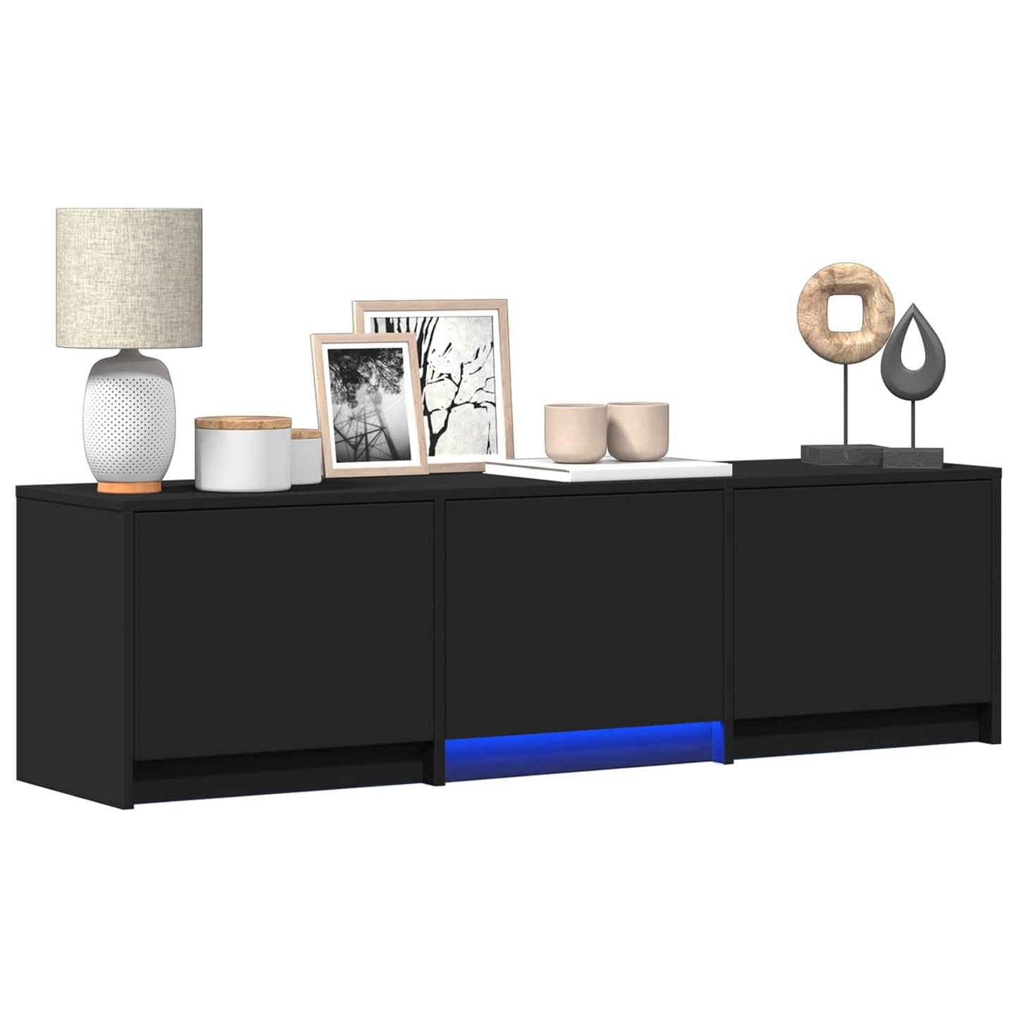 TV-bord med LED 140 x 34 x 40 cm Sort Konstrueret træ