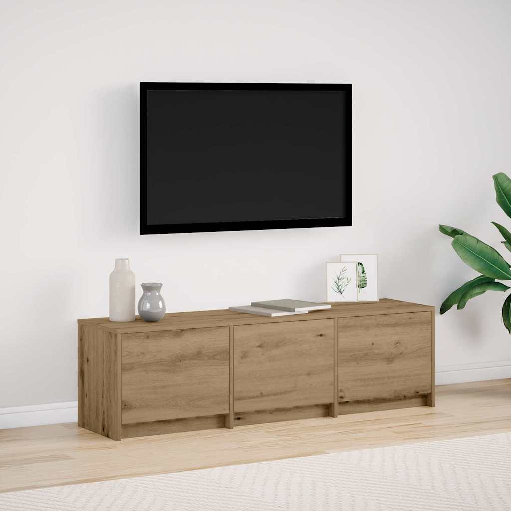 TV-bord med LED 140 x 34 x 40 cm Artisan eg Konstrueret træ