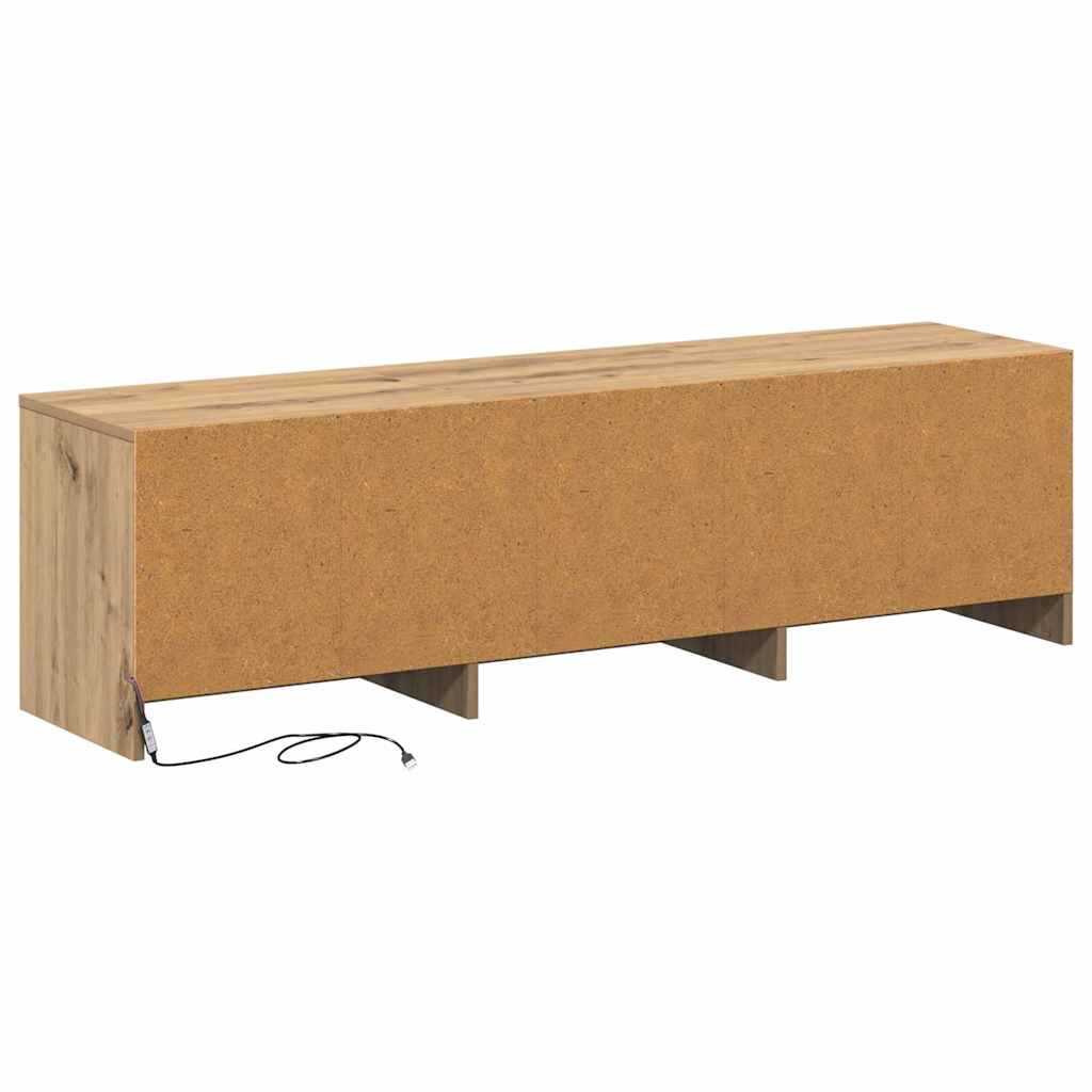 TV-bord med LED 140 x 34 x 40 cm Artisan eg Konstrueret træ