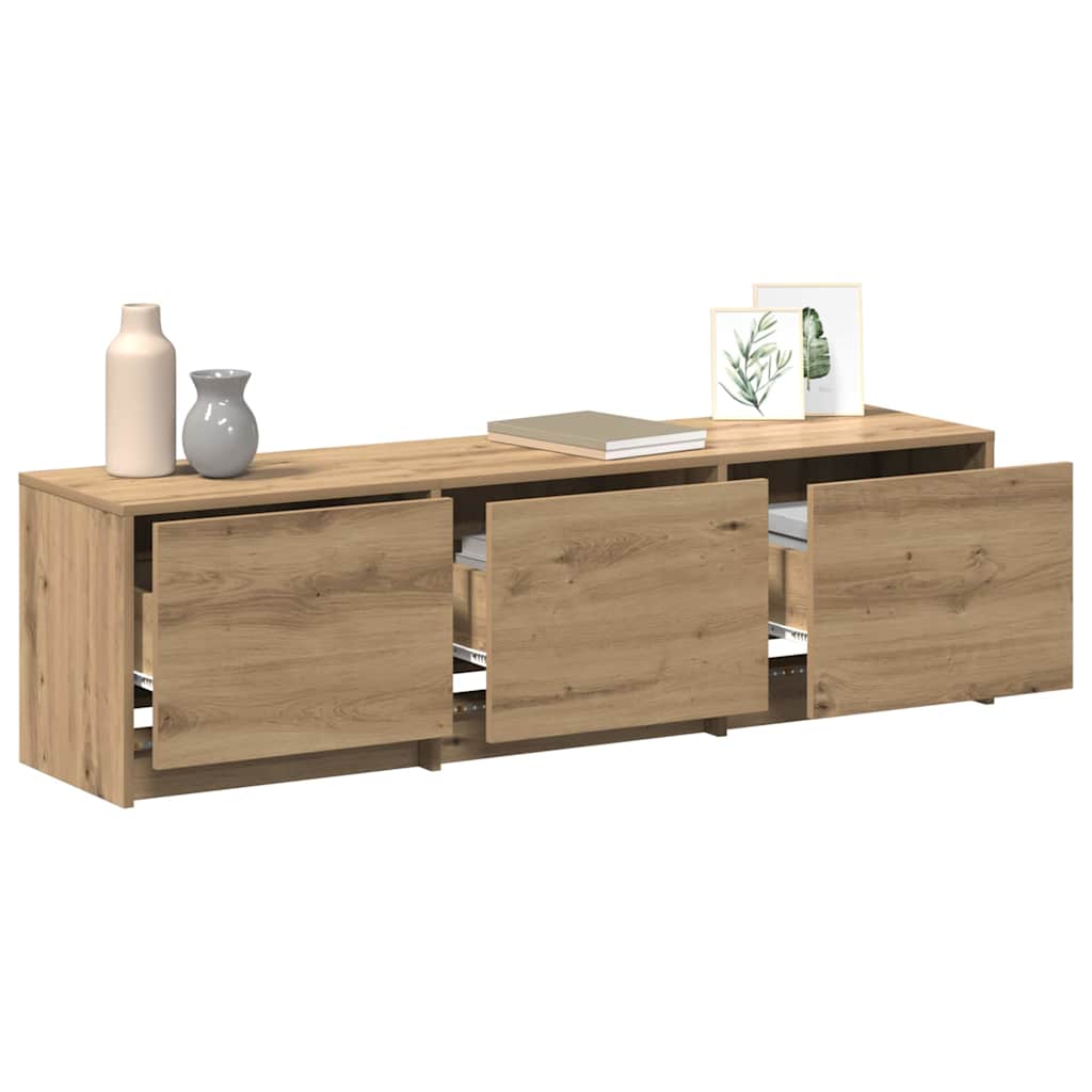 TV-bord med LED 140 x 34 x 40 cm Artisan eg Konstrueret træ