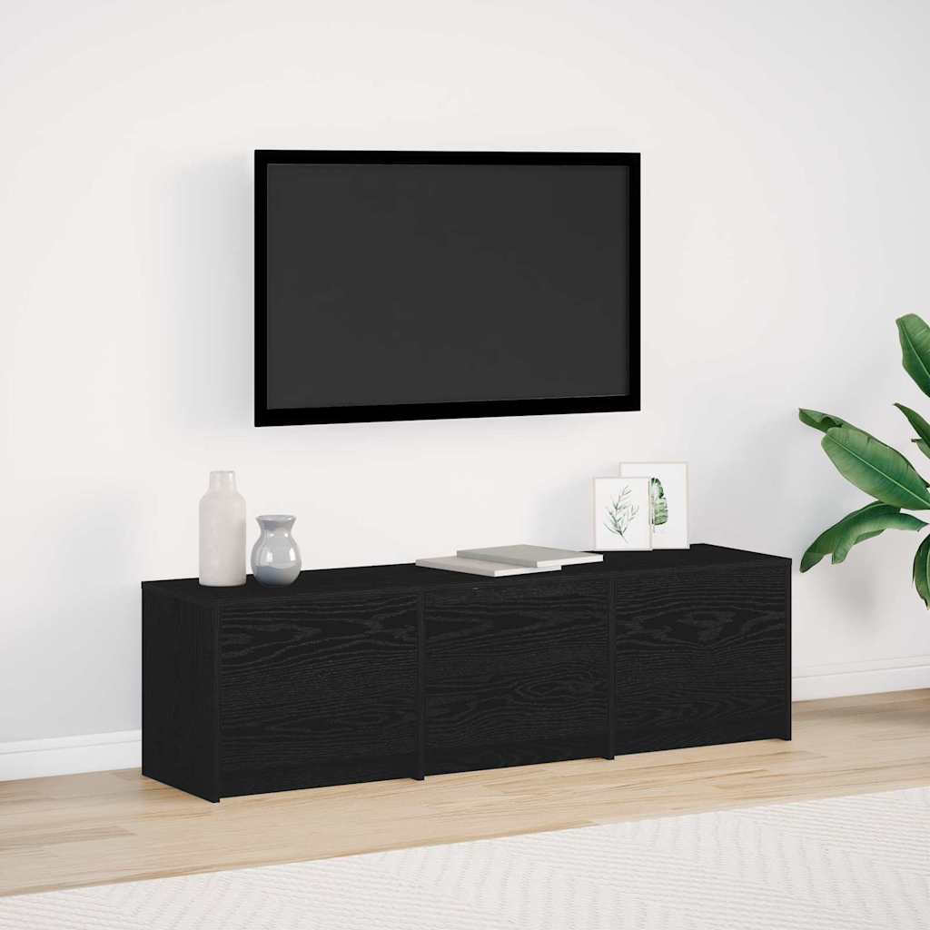 TV-bord med LED Sort Eg 140 x 34 x 40 cm Konstrueret træ