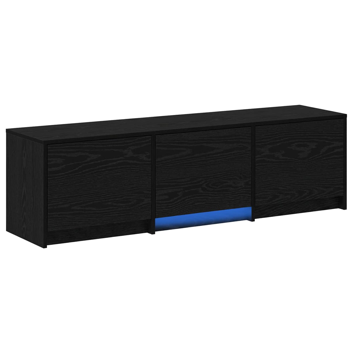 TV-bord med LED Sort Eg 140 x 34 x 40 cm Konstrueret træ