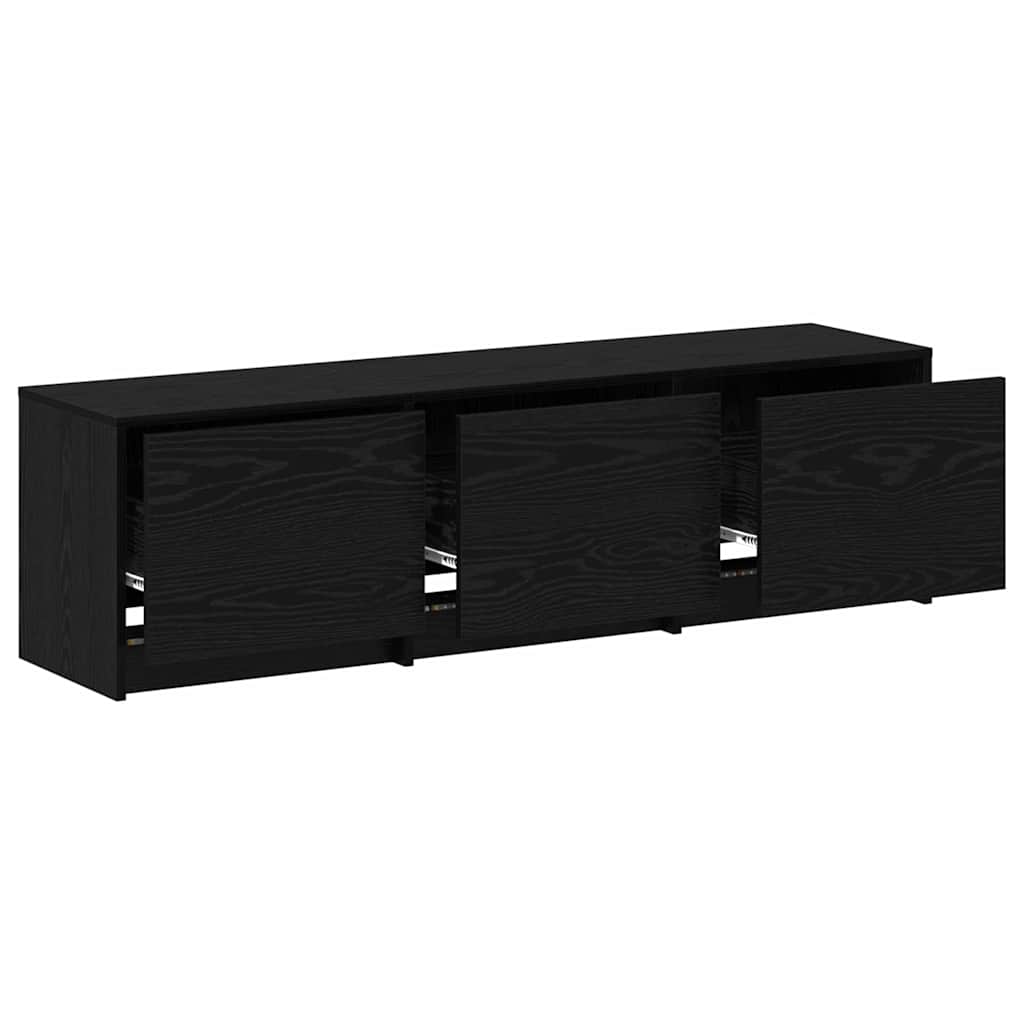 TV-bord med LED Sort Eg 140 x 34 x 40 cm Konstrueret træ