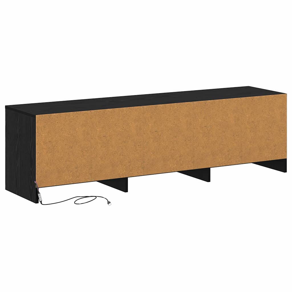 TV-bord med LED Sort Eg 140 x 34 x 40 cm Konstrueret træ