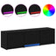 TV-bord med LED Sort Eg 140 x 34 x 40 cm Konstrueret træ