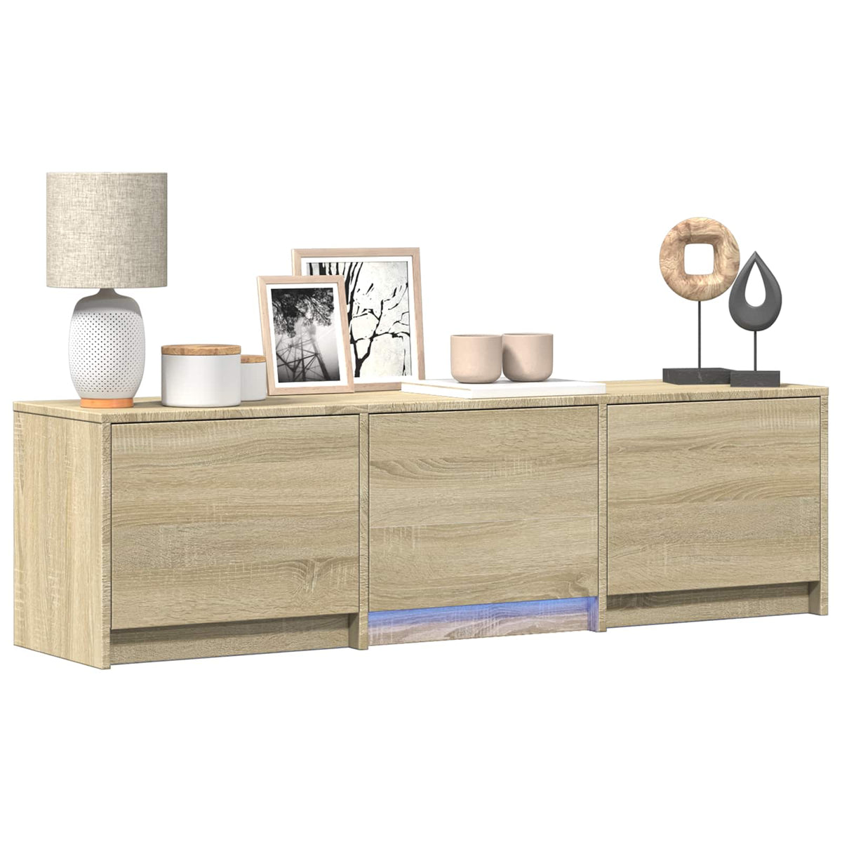 TV-bord med LED 140 x 34 x 40 cm Sonoma eg Konstrueret træ