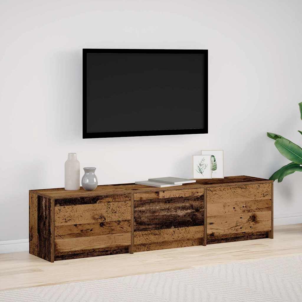 TV-bord med LED Gammelt træ 165 x 34 x 40 cm Konstrueret træ