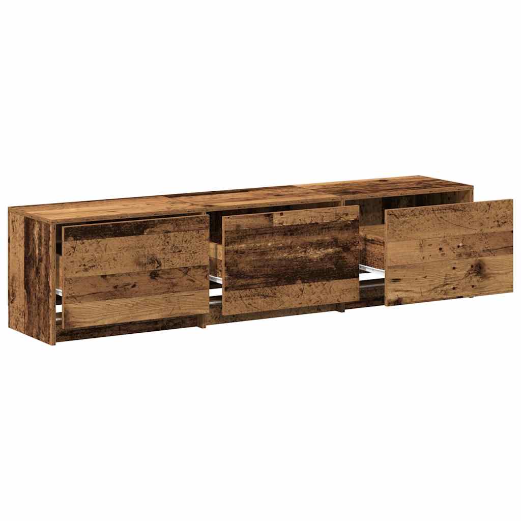 TV-bord med LED Gammelt træ 165 x 34 x 40 cm Konstrueret træ