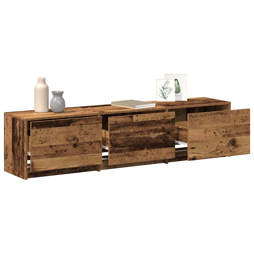 TV-bord med LED Gammelt træ 165 x 34 x 40 cm Konstrueret træ
