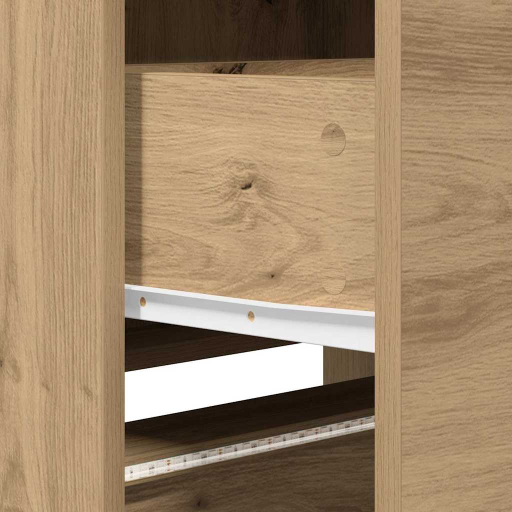 TV-bord med LED 165 x 34 x 40 cm Artisan eg Konstrueret træ