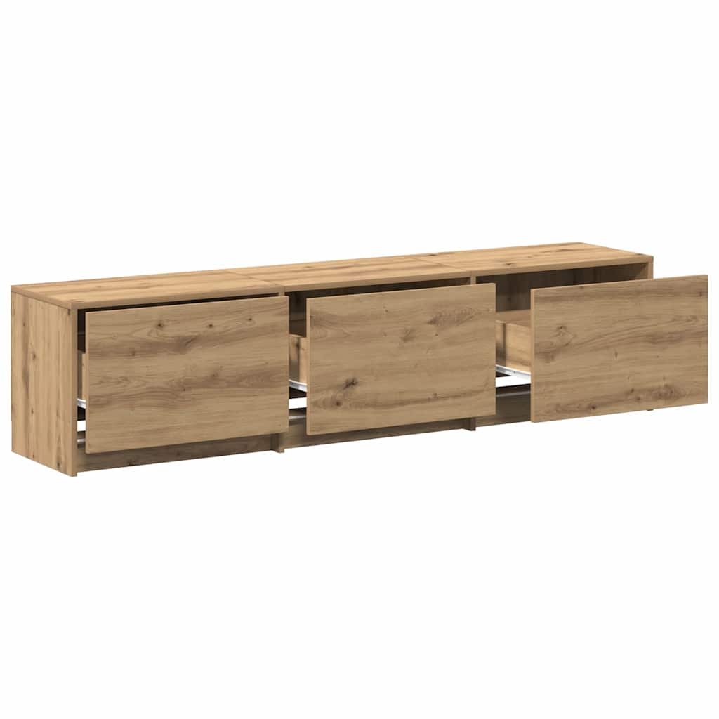 TV-bord med LED 165 x 34 x 40 cm Artisan eg Konstrueret træ