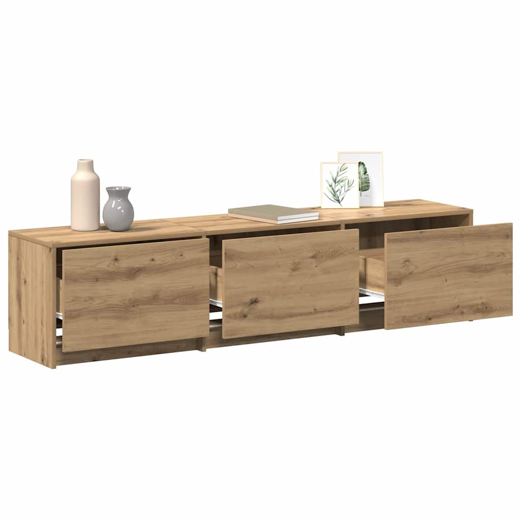 TV-bord med LED 165 x 34 x 40 cm Artisan eg Konstrueret træ