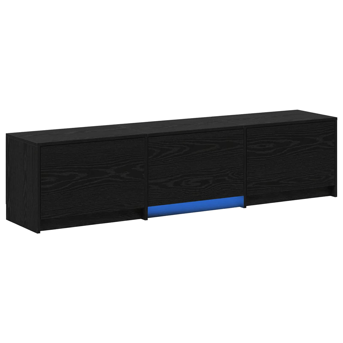 TV-bord med LED Sort Eg 165 x 34 x 40 cm Konstrueret træ