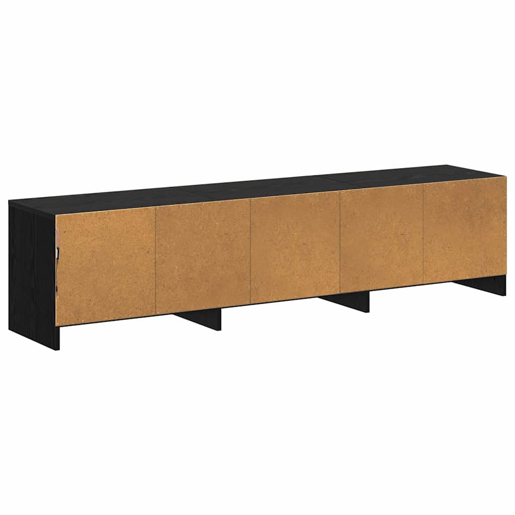 TV-bord med LED Sort Eg 165 x 34 x 40 cm Konstrueret træ