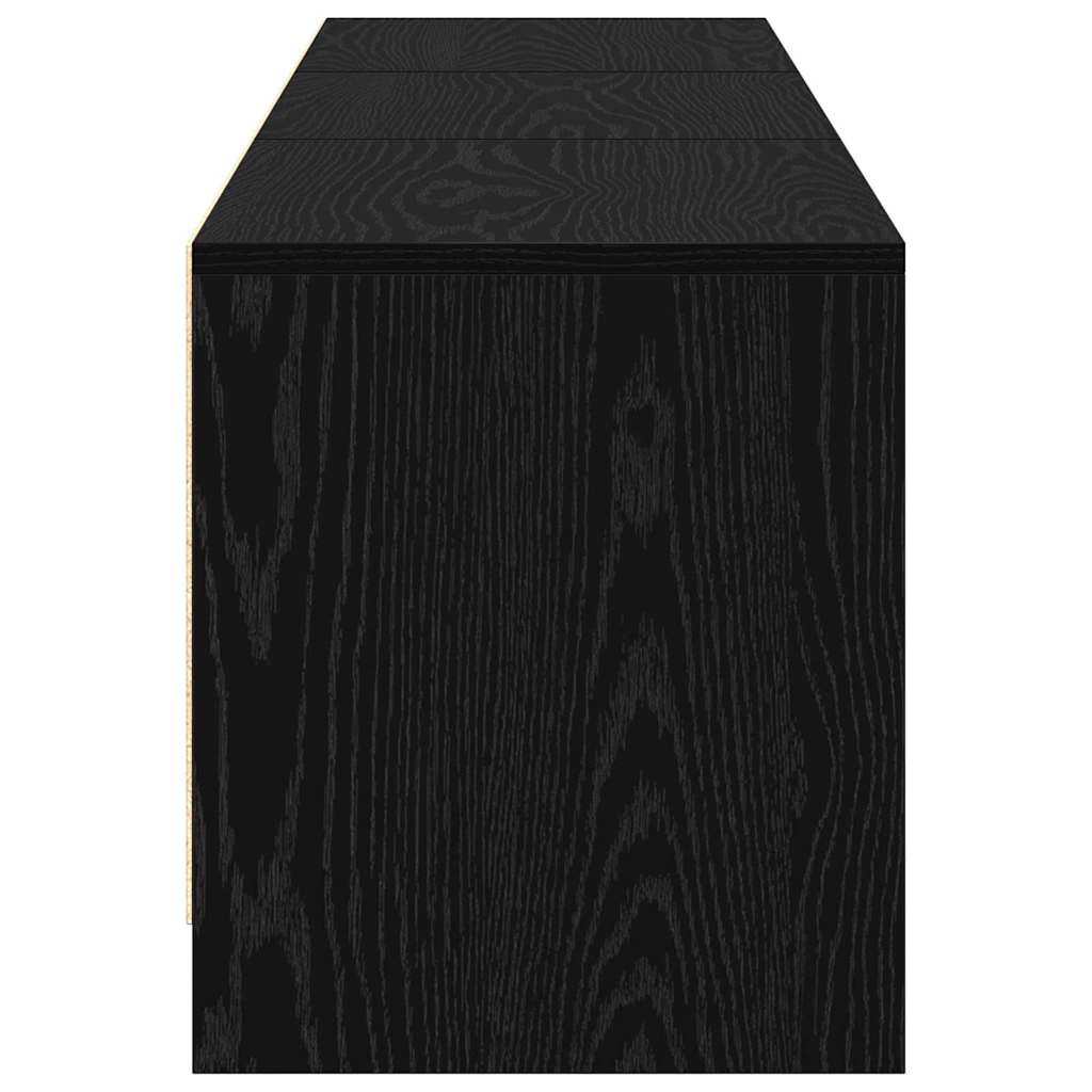 TV-bord med LED Sort Eg 165 x 34 x 40 cm Konstrueret træ