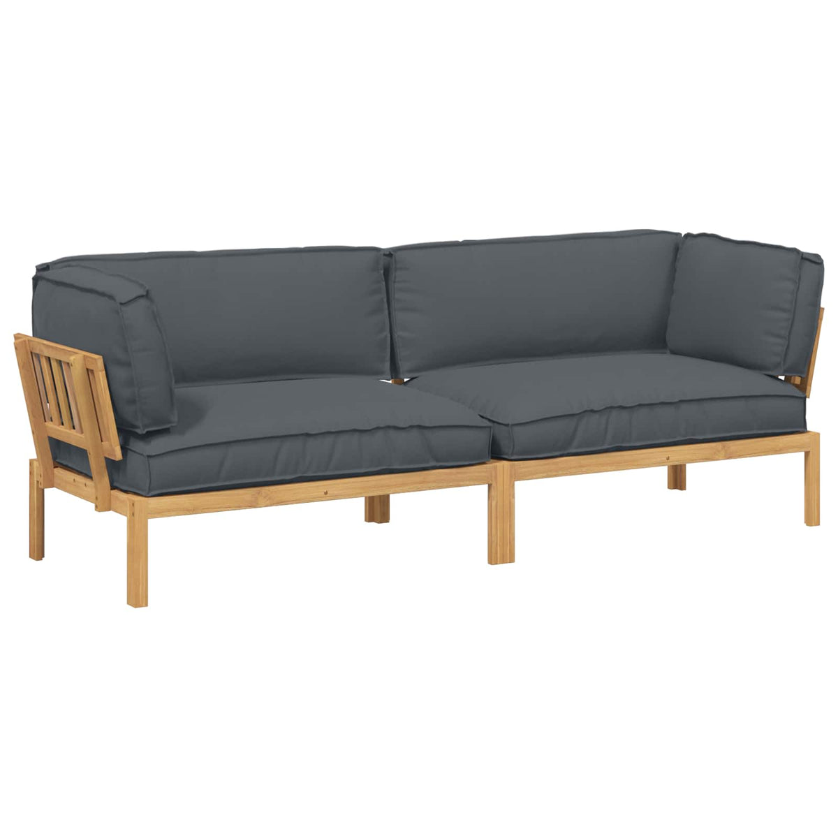 Sofa Sæt 2 stk. Antracit Massivt Akacietræ