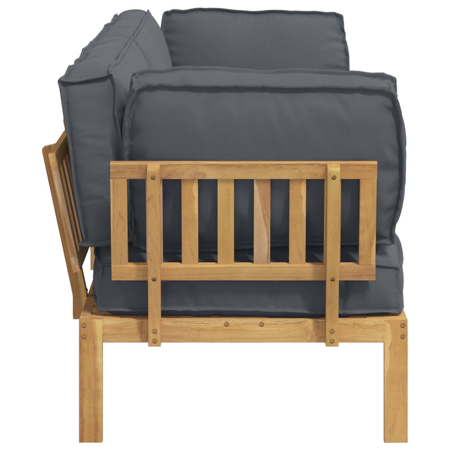 Sofa Sæt 2 stk. Antracit Massivt Akacietræ