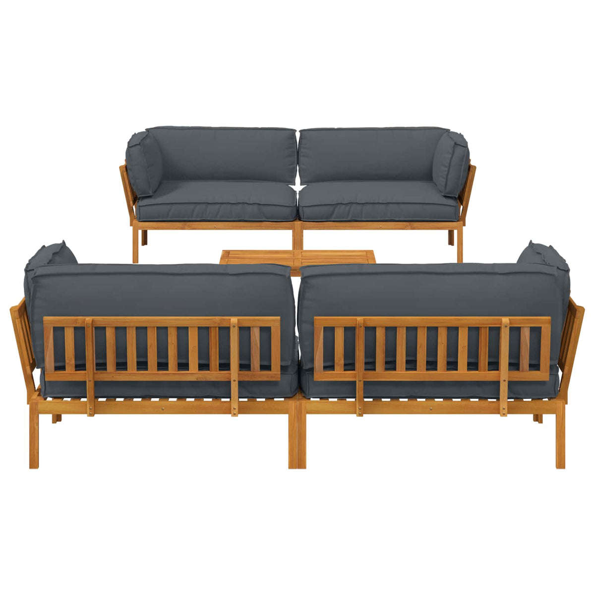 Sofa Sæt 5 stk. Antracit Massivt Akacietræ