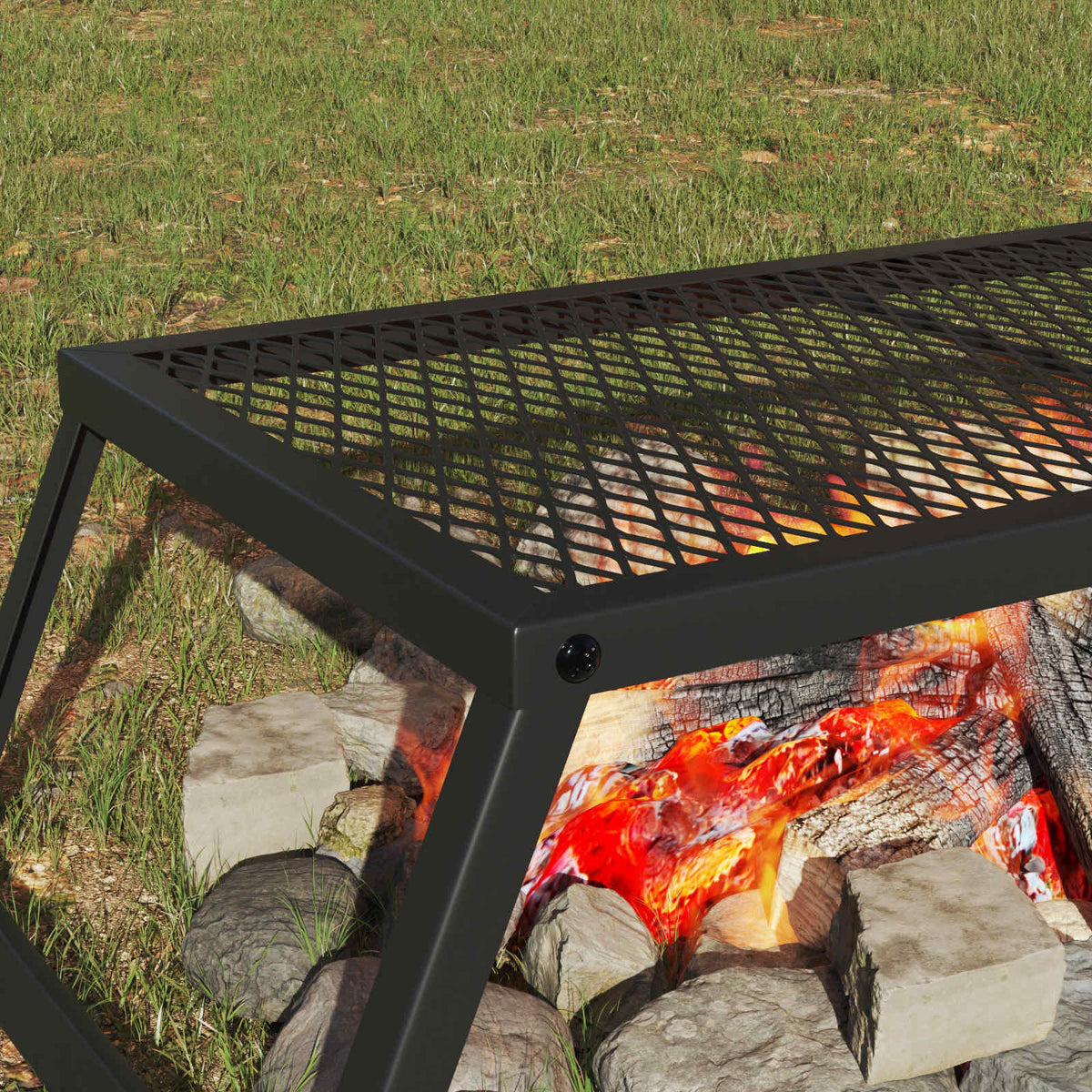 Foldbart Camping Grill 58 x 31 x 2 cm Legeret Stål Sort