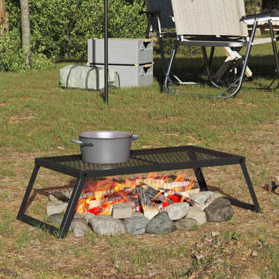 Foldbart Camping Grill 58 x 31 x 2 cm Legeret Stål Sort