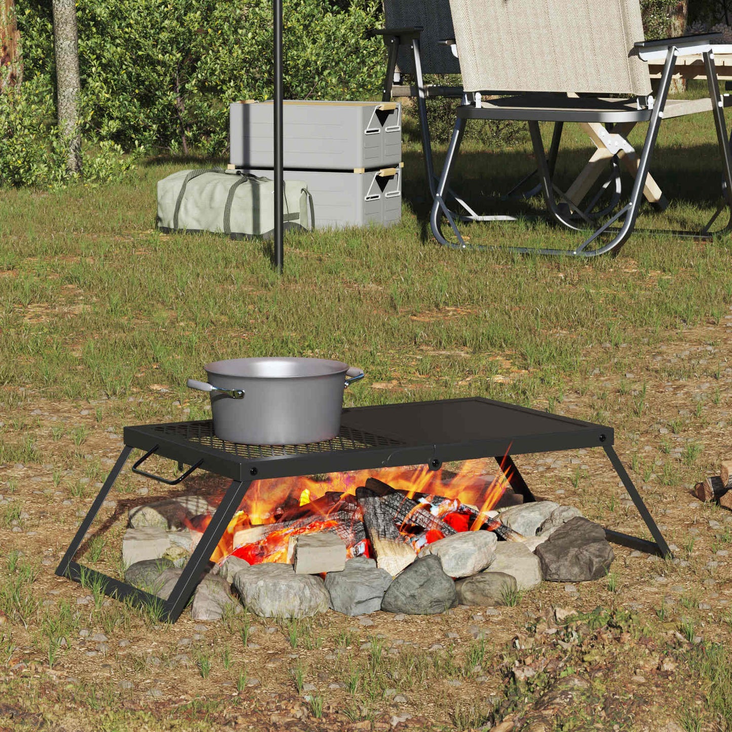 Foldbart Camping Grill 31,5 x 26,5 x 4 cm Legeret Stål Sort