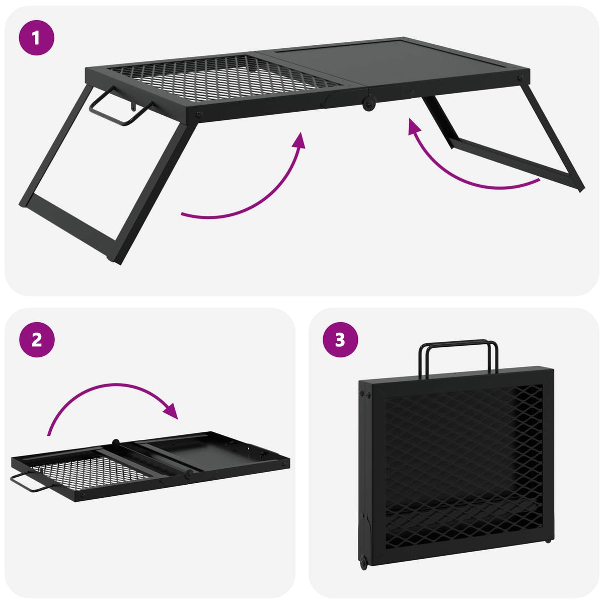 Foldbart Camping Grill 31,5 x 26,5 x 4 cm Legeret Stål Sort