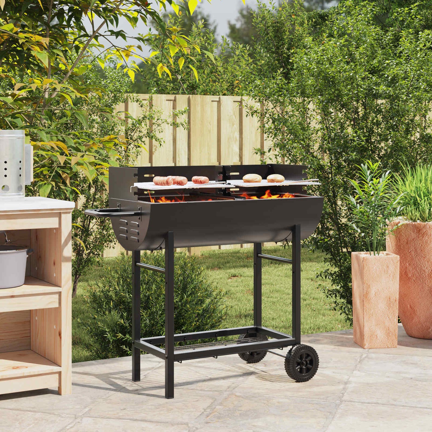 Kulgrill 96,5 x 42,5 x 88,5 cm Sort