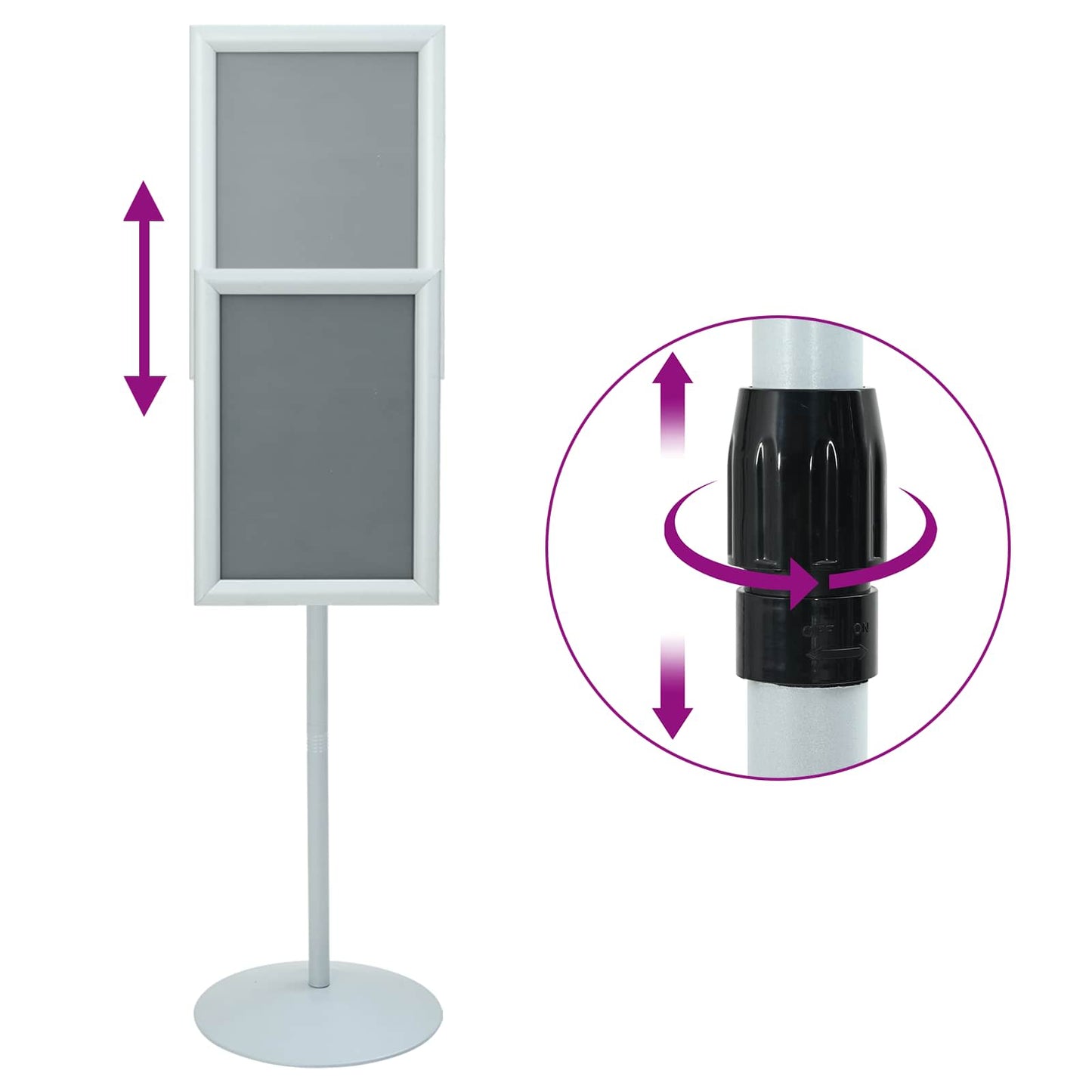 Pedestal Plakatstand 33 x 33 x 126 cm PVC og Stål Sølv