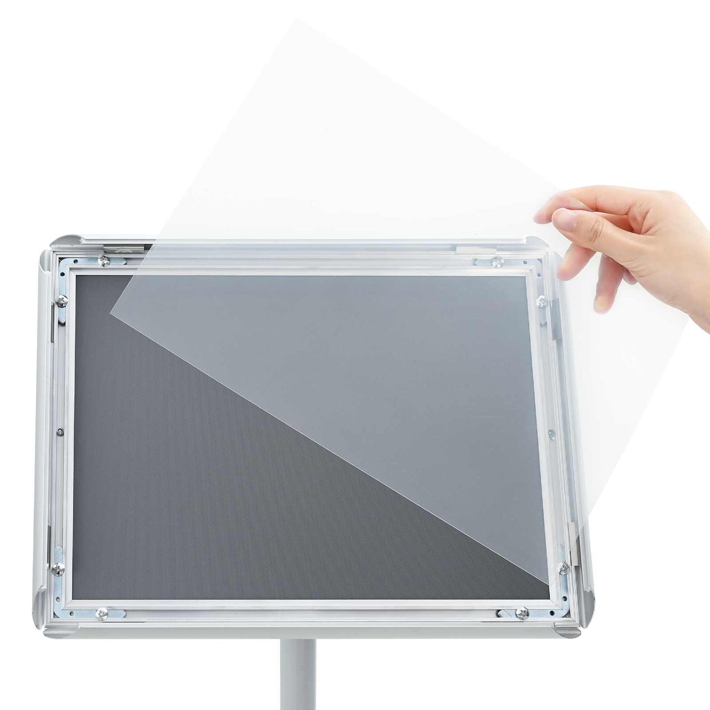 Pedestal Plakatstand 33 x 33 x 126 cm PVC og Stål Sølv