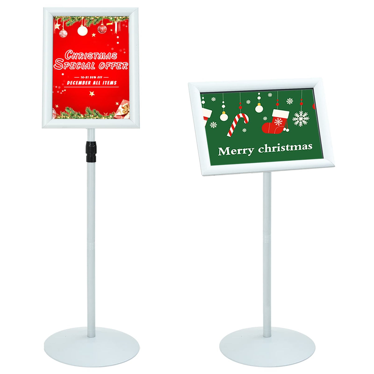 Pedestal Plakatstand 33 x 33 x 126 cm PVC og Stål Sølv