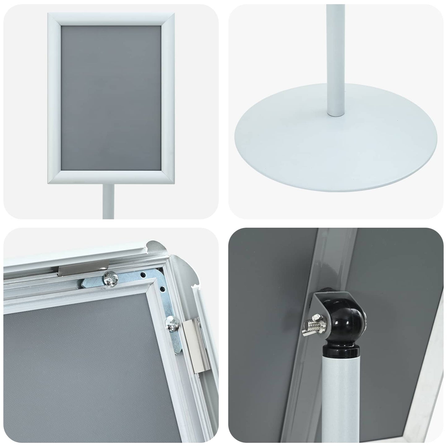Pedestal Plakatstand 33 x 33 x 123 cm PVC og Stål Sølv